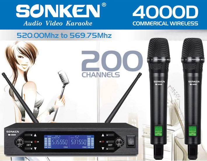 4000D Wireless Microphones (200 Channel) - Karaoke Bars & Productions Auckland
