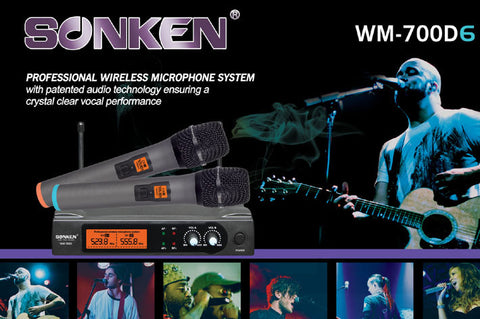 SONKEN 700D6 - 2X WIRELESS MICROPHONES - Karaoke Bars & Productions Auckland